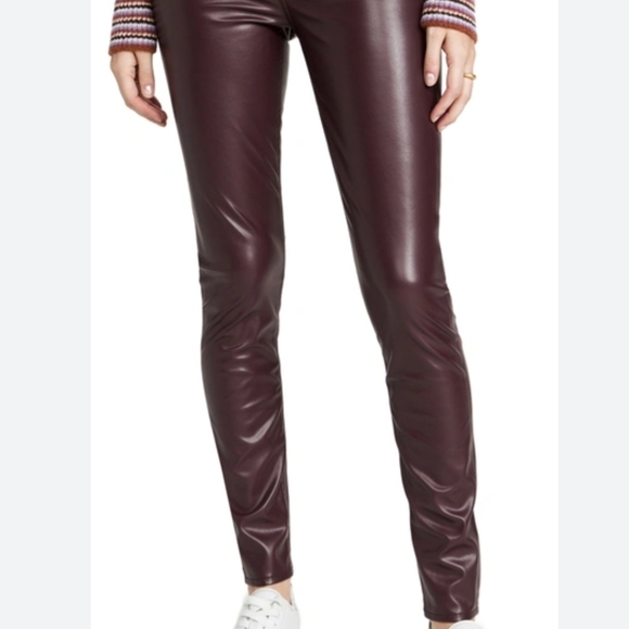 🌸 Rag & Bone Deep Burgundy Nina  Faux Leather Skinny Pants Sz. XS EUC - Picture 12 of 12